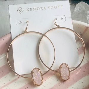 Elora Rose Gold Hoop Earrings In Rose Gold Drusy